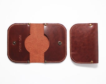 Cognac brown leather card holder