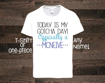 Gotcha Day Officially Adoption Gotchya bodysuit body suit baby tshirt shirt adopting little boy baby shower gift infertility