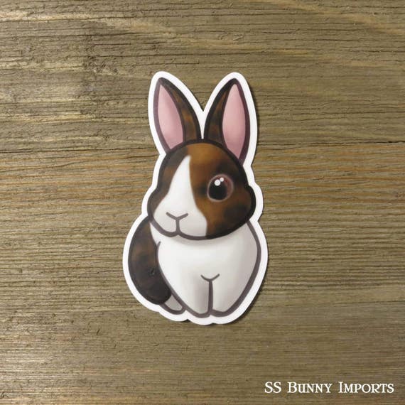 Harlequin Dutch bunny sticker cute printed vinyl rabbit