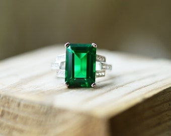 Emerald Ring Emerald Cocktail Ring Emerald Cut Emerald Large Emerald Ring Emerald Statement Ring Emerald Engagement Ring Emerald Wedding
