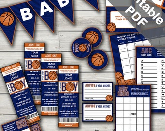 Basketball Baby Shower. Baby Boy. Includes Editable Baby Shower Invitations, Decorations and Games. Editable. Printable.