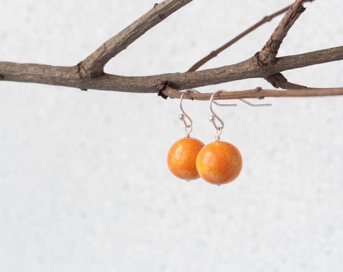 Orange earrings, Orange drop earrings, Orange dangle earrings, Earrings orange, Orange Ohrringe, Pendientes naranja, Orecchini arancioni