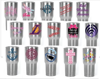 RTIC 30oz tumbler, RTIC Cup Decal, Stainless Steel Cup, Monogramed cup