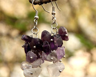 amethyst birthstone Jewelry birthstone earring amethyst earring Cluster earrings women earrings February birthstone stone Jewelry