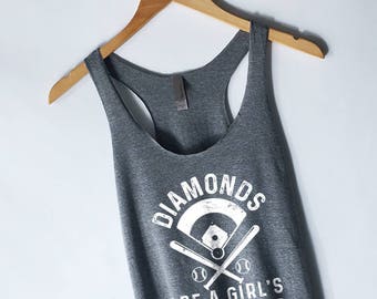 Diamonds Are a Girl's Best Friend - Baseball Shirt - Baseball Tank Top - Baseball Tee - Baseball Mom - Softball Shirt