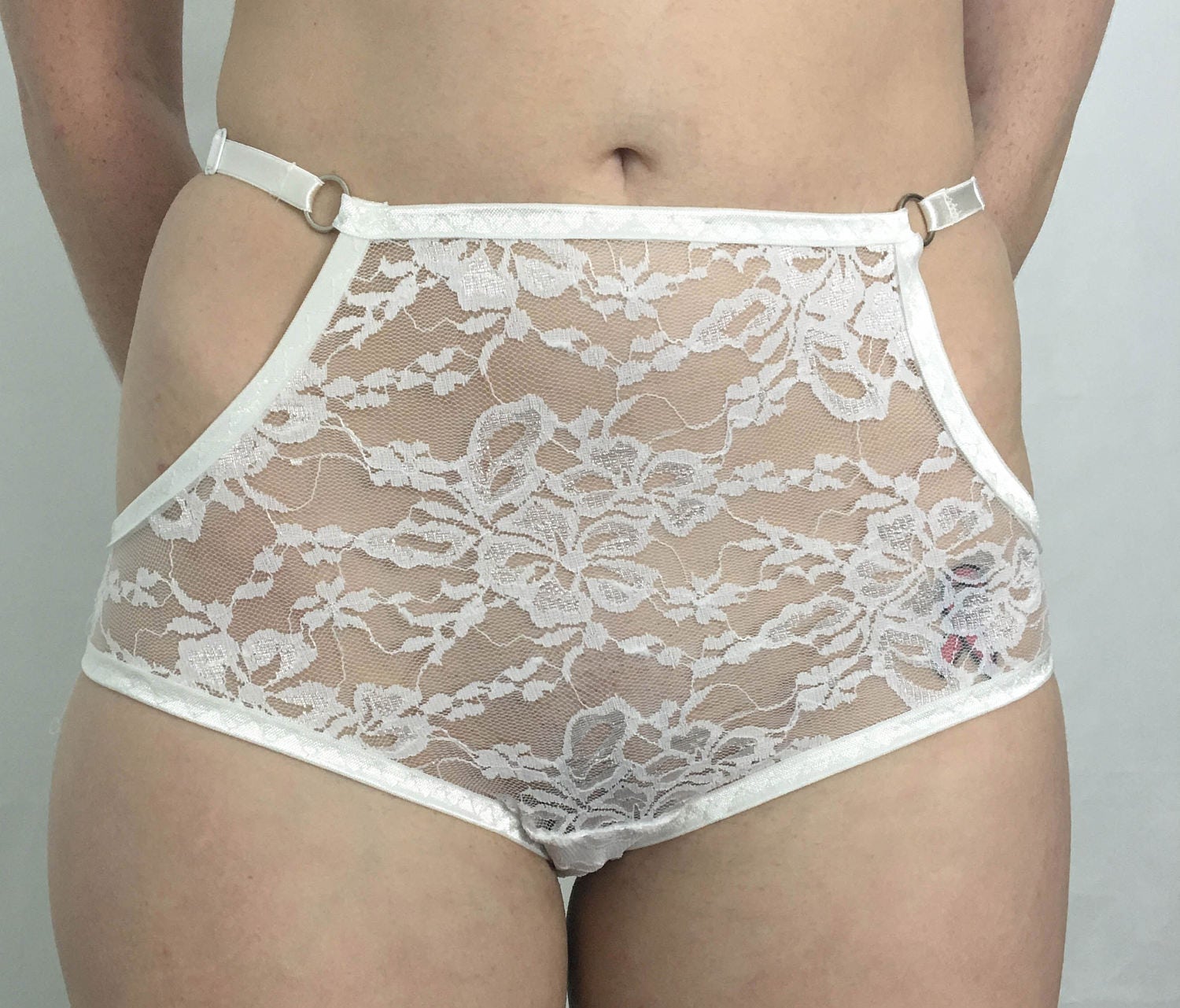 Sexy White Floral Lace Panties Sheer See Through Lingerie