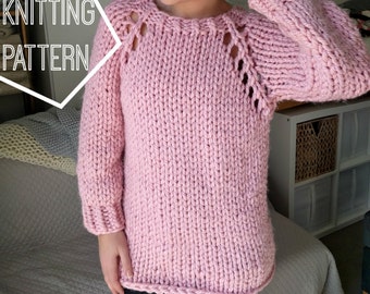 Chunky Knit Sweater Pattern, Top Down Raglan Sweater Pattern, Super Chunky Knitting Pattern, Oversized Knit Sweater Pattern, DOWNLOAD ONLY