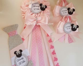 Minnie Baby Shower Mommy to be Pin/Minnie Baby Shower Mommy to be Corsage/Girl Mommy to be Corsage/Girl Mommy to be Pin/Minnie Shower Pin
