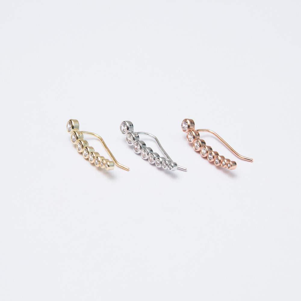 Gold ear crawlers gold ear climbers gold earrings dainty