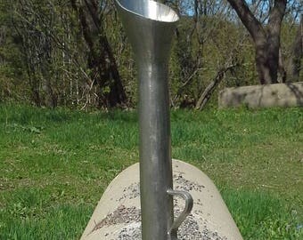 Vintage Pewter Flower Vase by Bernard Chaudron Val-David, Slim bud Vase, Quebec Modernist, Hammered Pewter