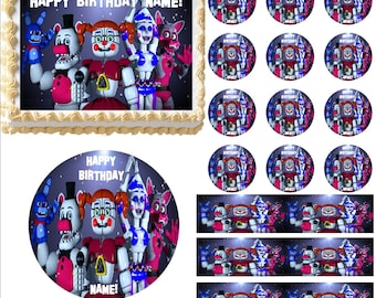 Five Nights at Freddy's Sister Location Edible Cake Topper Image, Edible Frosting Sheet, Cake Decoration, FNAF Cupcakes, Ballora Cake, FNAF