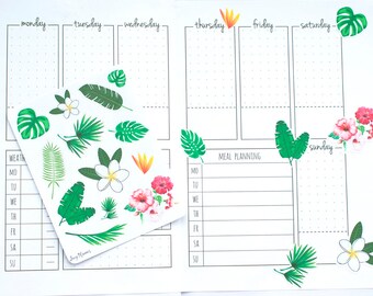 Bujo Plant Stickers, Bullet Journal Stickers, Bujo Tropical Stickers, Plant Planner Stickers, Bujo Deco Stickers, Floral Bujo Stickers