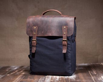 Canvas backpack men - backpack for men - mens backpack - canvas rucksack - laptop bag