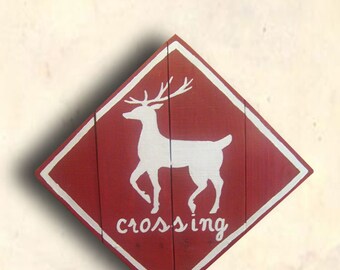 Christmas Sign - Reindeer Pallet Sign - Reindeer Crossing Sign - Christmas Decor - Custom - Hand Painted - Christmas Gift Idea