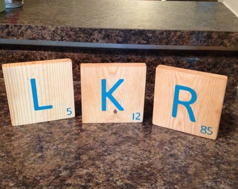 MiTiles Large Scrabble Tiles - Customizable Personalized with Initials and Birthdate
