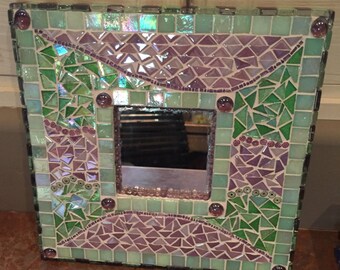 Green and Purple Mosaic Mirror