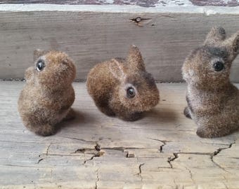 Flocked bunnies vintage, Josef Original rabbits, flocked bunnies made in Japan, Josef Original animals