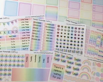 Pastel Rainbow ECLP & Happy Planner Weekly Planner Stickers
