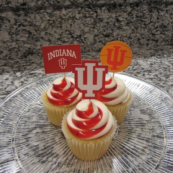 Items Similar To Cupcake Toppers Party Supplies Indiana Hoosiers Basketball Sports Theme