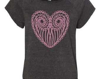 9 Heart Logo - The Power of 9 Short Sleeve Comfy Fleece Ladies Shirt
