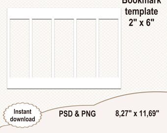 2"x6" Bookmark template. Blank template. Digital template. Collage template. Printable template. Commercial use