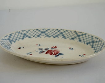 Coupelle ovale en faïence de Sarreguemines, petit plat ovale, Digoin Sarguemines