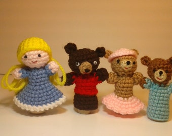 Crochet Finger Puppets, Goldilocks & the Three Bears
