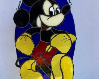 Stained glass Mickey Mouse suncatcher