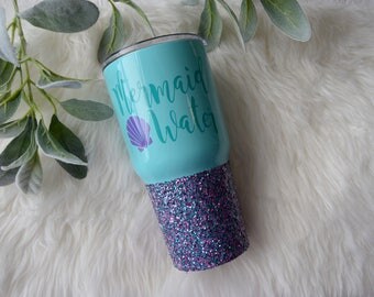 Mermaid Tumbler // Mermaid Water Glitter Dipped Yeti / RTIC Tumblers // Mermaid // Glitter