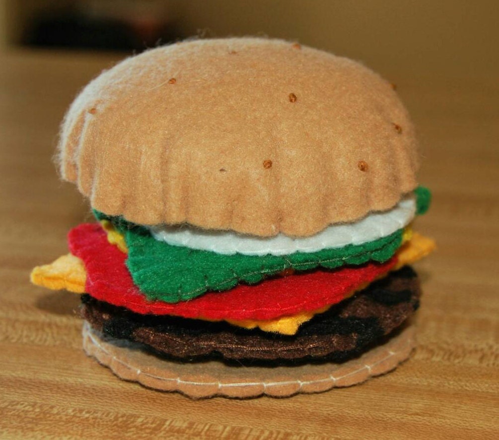 Felt BBQ Play Food Felt Hamburger Felt Food Set by TheBumbleBe