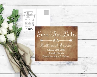 Save The Date Postcard- Save The Date Calendar- Rustic Save The Date- Save The Date Invite- Wedding Announcement- Printable Save The Date-