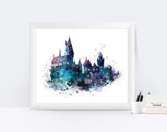 Hogwarts Art Print Hogwarts Castle Poster Harry Potter Watercolor Artwork Harry Potter Gift Christmas Gift Nursery Kids Wall Art Home decor