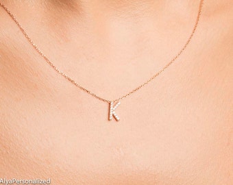 Rose Gold Initial Necklace - Personalized Necklace - Bridesmaid Gift - Bridesmaid Personalized Necklace - Bridesmaid Jewelry-Initial Jewelry