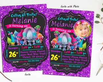 Trolls Invitation, Trolls birthday, Troll invites, trolls birthday printables, Trolls party, Trolls Printables, troll birthday invitation