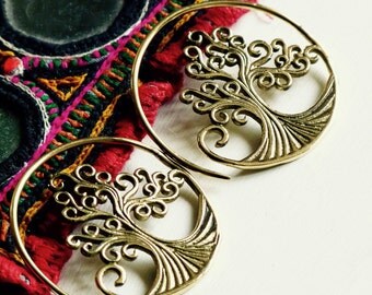 Boucles d'oreilles laiton arbre