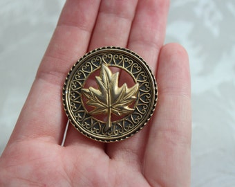 Gold Tone Maple Leaf Brooch Pin