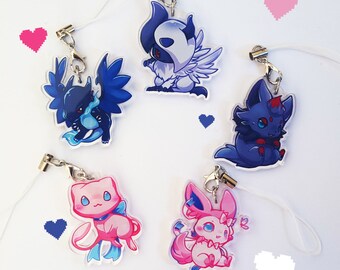 Acrylic Pokemon Charms Sylveon, Mew, Zorua, Absol, Charizard