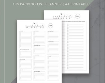Packing List PDF File/Printable
