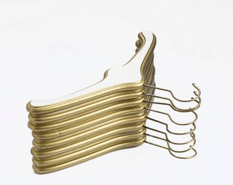Vintage Golden Hangers / Vintage Wood Clothes Hangers Design / Hollywood Regency Style / Mid Century Decor / Made in Jugoslavia