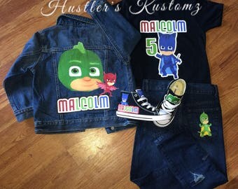PJ Masks custom birthday outfit, PJ Masks custom, birthday boy outfit, PJ Masks, Pj Masks birthday shirt, birthday boy shirt