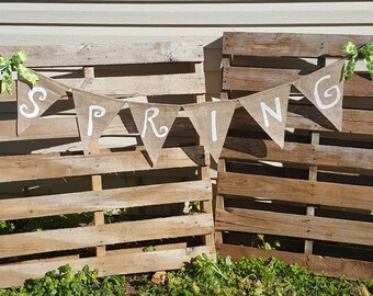 Spring Burlap Pennant Banner