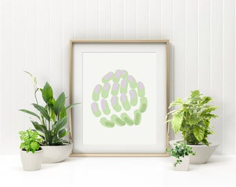 Clover Flower, Green Abstract Poster, Minimalist Poster, Green Nursery Forest Decor, Above Crib Art, Nordic Art Design, Nature Inspired Art