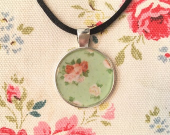 Vintage Style Floral Necklace Pendant, Boho, Indie, Festival Fashion, unique gift