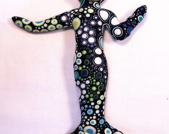 LITTLE BUBBLES Mermaid in Training cloth art doll form w/face cab 8 in. tall You finish it Bead Decorate