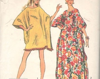 Simplicity 5628 1970s Jiffy Misses CAFTAN Pattern 2 Lengths UNCuT One Size Womens Vintage Sewing Pattern NO ENVELOPE