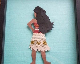 Moana Beautiful Disney Princess Inspired Paper Art Layered Wall Art