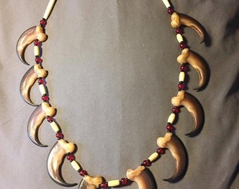 Black Bear claw necklace native american made with RESIN claw