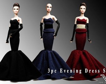 FRS1006 3 pc The Vogue Fashion Evening Dress for Barbie Fashion Royalty Silkstone Poppy