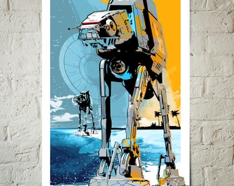 Star Wars Rogue One Art Print, Star Wars Fan Art Print, Star Wars Poster, AT-AT Walker illustration, Star Wars gift, Watercolor art