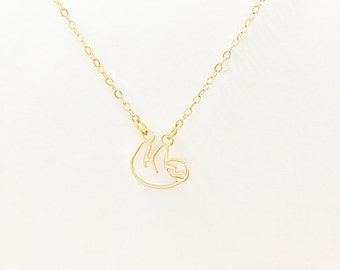 Sloth Necklace //Sterling Silver Jewelry // Silver Sloth // Gold Sloth // Tiny Sloth // Layering Necklace